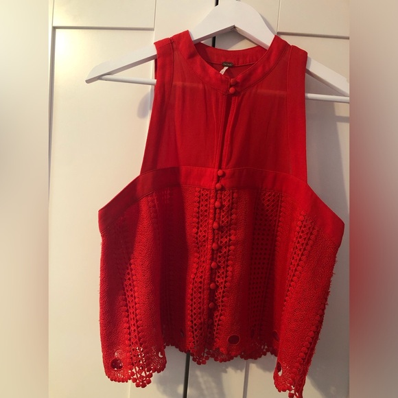 Free People Red Blouse. Size medium. - Picture 11 of 13